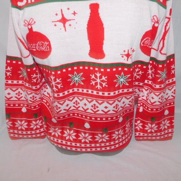 Coca Cola Red White SIP SIP HOORAY Fair Isle Knit Christmas Sweater Unisex M - Picture 10 of 10